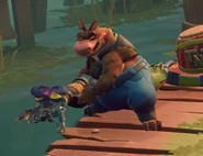 Dingodile holding a Little Wumpashiner