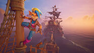 Promo image of Tawna latched onto the mast of a ship.