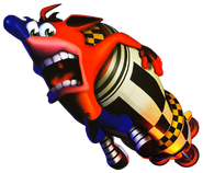 (Arte Promocional) Crash voando num foguete