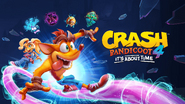 Coco na capa do jogo em Crash Bandicoot 4:It's About Time