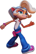 Coco Bandicoot (olhando pra trás) em Crash Bandicoot 4: Its About Time