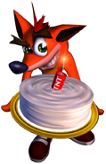 (Arte Promocional) Crash segurando um bolo