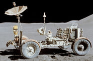 The Lunar Roving Vehicle or LRV, a small battery powered rover used by NASA for exploration on the Moon's surface