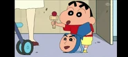 Please be quiet at the bank [Reappear Shin Chan's Action Mask Backpack that has Go Gotaro's face on it]