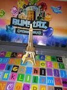 A display of the Eiffel Tower sold alongside figurines from the promotion.