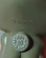 Avengers: Endgame figure with "COPYRIGHT MARVEL" stamped onto it.