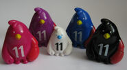 4 colour versions of mega Nicco together with a small version