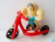 Some X-Gogo's characters could be purchased in stores and came with a larger scaled accessory, such as a BMX bike (pictured).