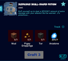 Suspicious skull shaped potion craft