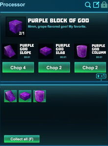 Creativerse processing purple block of goo 2018-12-21 18-26-16-49