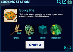 Spiky pie cooking station