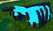 Qurugosk's Legacy carcass when killed, features black bones and light blue flesh