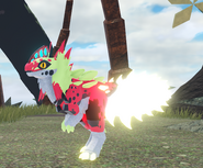 Old Glow Tail on previous Doragonix model; note the glowing thighs and claws
