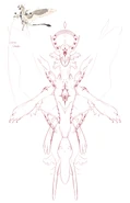 Front view sketch of the Angelic Warden by the concept creator, Undeary