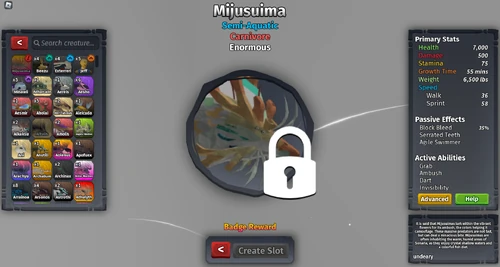 View Creatures Menu when selecting a locked creature