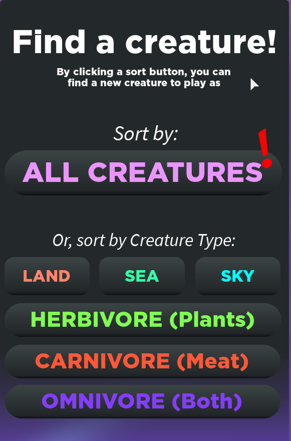 Create a Creatures of Sonaria: All Creatures (March 2022) Tier