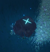 A close-up of a placed den.