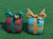 The Red and Blue Giftboxes concept models in test world