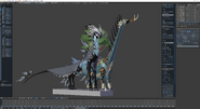 Boreal Warden's unfinished model next to Lmakosauruodon's previous model