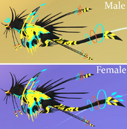 Custom Shimmer Nyxasolyx, note that the shimmer areas are highlighted in yellow, the glimmer areas in red and areas where both overlap are highlighted in light blue
