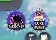 The icons for the Lore and Takeover events