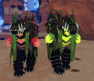 Dwarfism male Nymphasuchus (left) next to Regular custom Glimmer male Nymphasuchus (right)