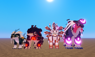 Fabráashé's size compared to Tarakotu, Arsonos, and Ardor Warden's old model, front view
