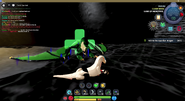 Another skin with a material affected by the paths - previously it was purple with purple droplets, now the body is entirely green with purple droplets