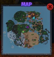 All event minigames marked as "", "", and "" on the map, and the Blue Essence Dropoff Point marked as "!?"