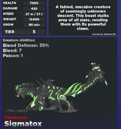 Sigmatox in the Legacy menu