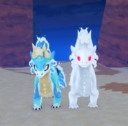 Dwarfism default male (left) and albino male (right) Olatua, front view