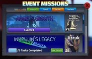 Event Missions menu with colored bars shown