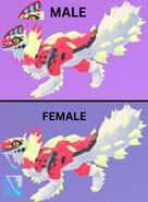 Dimorphism between male and female Doragonix, previous model
