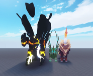 Size comparison with Caldonterrus and Lorolael, front view