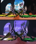 Old custom Gigantism (left) and normal (right) Etheralotus; note that above are young elders and below are elders