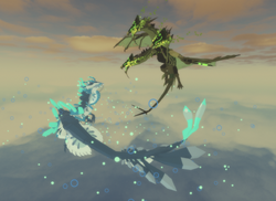 Creatures of sonaria sar'hingaro three headed hydra dragon in a green toxic  wasteland