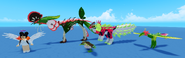 Aholai next to Kiiwin. Doragonix, and Shiyaro in Roblox Studio