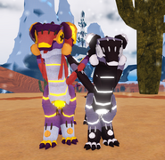Custom Dwarfism maleZoocuu (right) next to default Regular male Zoocuu (left)