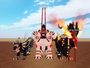 Taiyuelong's size compared to Aesho and Heisoteri, front view