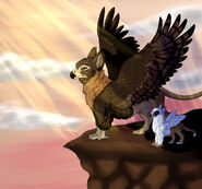 Common gryphon with his baby cub