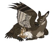 Mother peryton with her babies