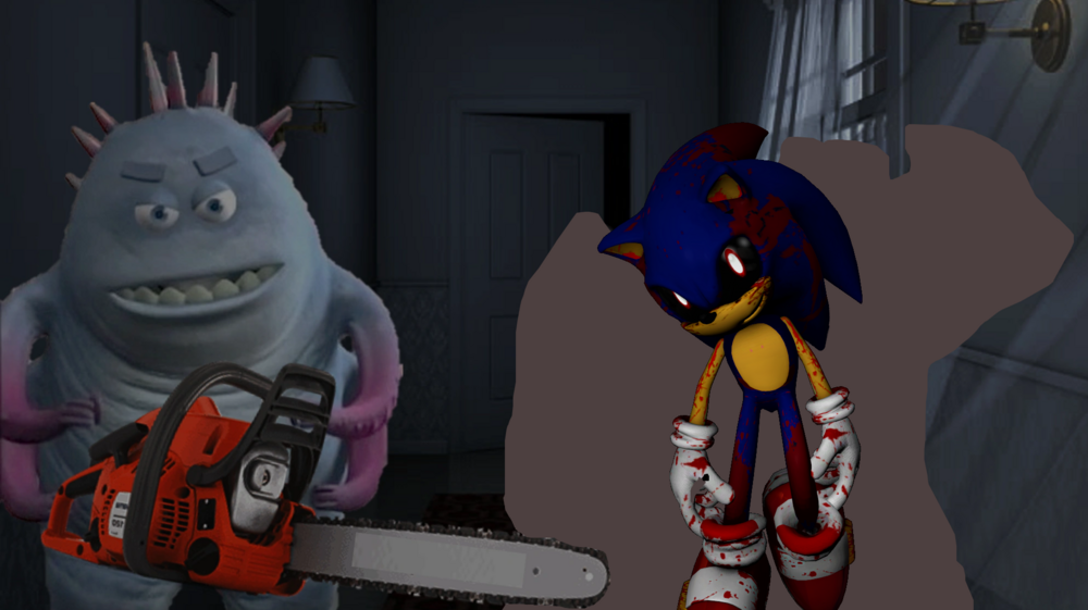 Sonic.exe in a pixar-style animated movie