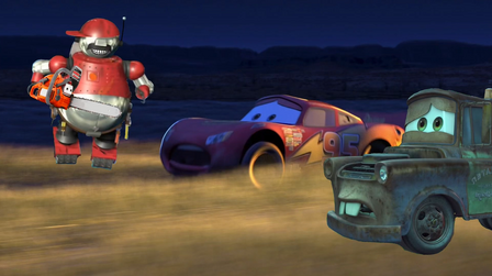 Tex about to kill Lightning and Mater