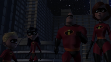 The Incredibles looking at Tex