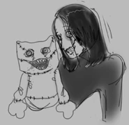 A subscriber's depiction of Analog holding Teeth the Puppet [Art by BelialsMeat]
