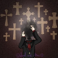 Art of Constance surrounded by crosses
