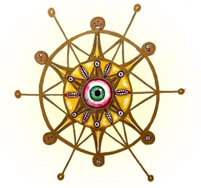 Sloi A'ark, The Great Ophanim, as depicted by Sevenmouth cultists.