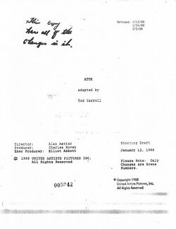 The front cover of the script.
