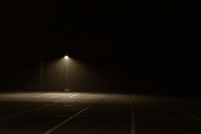 Empty parking lot in the middle of the night always got me chills