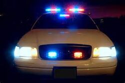Police cruiser headlights